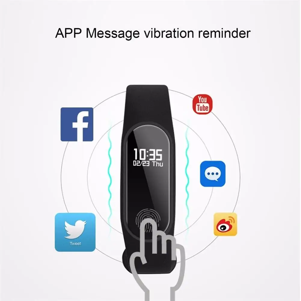 M2 Color Screen Smart Bracelet Fitness Tracker Step Counter Heart Rate Blood Pressure Information Push Waterproof Band | Электроника