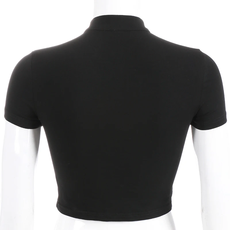 

Sexy 2020 Summer Chinese Style Casual Black Women T-shirts Harajuku Short Sleeve Top Short T-shirt Hollow Out Sexy Summer Shirt
