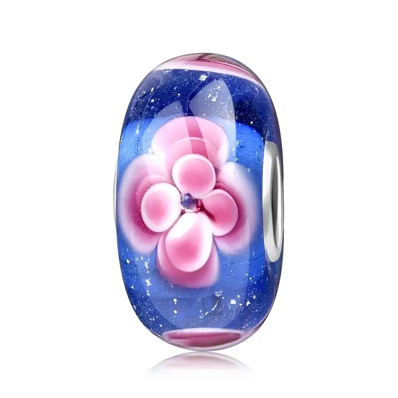 Five-Sided Petals DALARAN розовые цветы серии DIY талисманы 925 пробы серебряный бисер очарование подходят Pandora Браслеты для женщин ювелирных изделий - Цвет камня: Five-Sided Petals