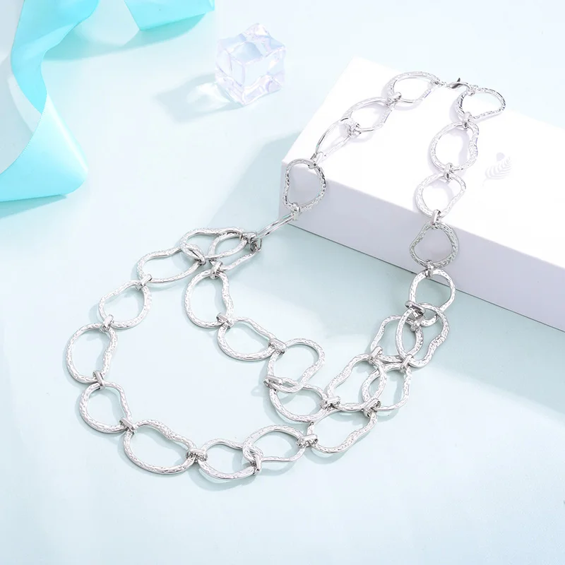 Shineland блестящее золото/серебро Цвет Длинные Кольца цепи ожерелья Колье femme модные