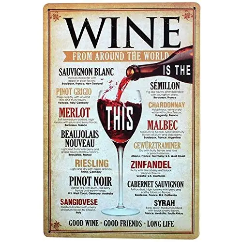 

Retro Wine Around The World Vintage Metal Tin Sign Bar Cafe Garage Wall Decor Tin Sign 8x12 Inches