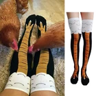 Носки женскиемужские с 3D принтом куриных ног, милые эластичные чулки для косплея на Хэллоуин, модные забавные носки для верховой езды с птицами