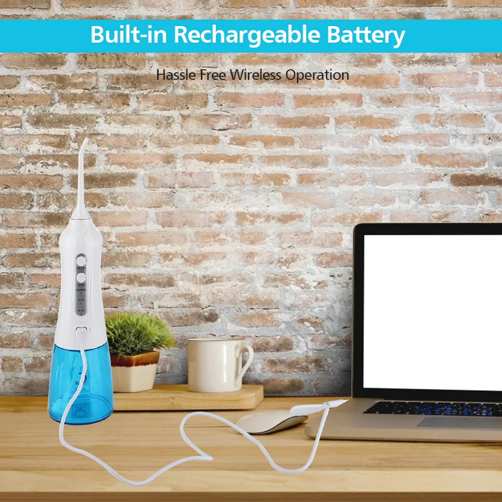 

300ML Oral Irrigator Dental Water Flosser teeth whitening USB Rechargeable 5Nozzles Dental floss Water Tank Jet Teeth Cleaner