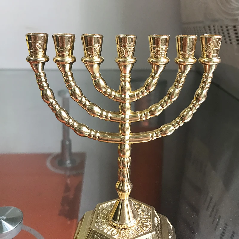 Иудаизм менорийский храм из Израиля jerusora 7 веток канделябр Ханука (золото 4 9