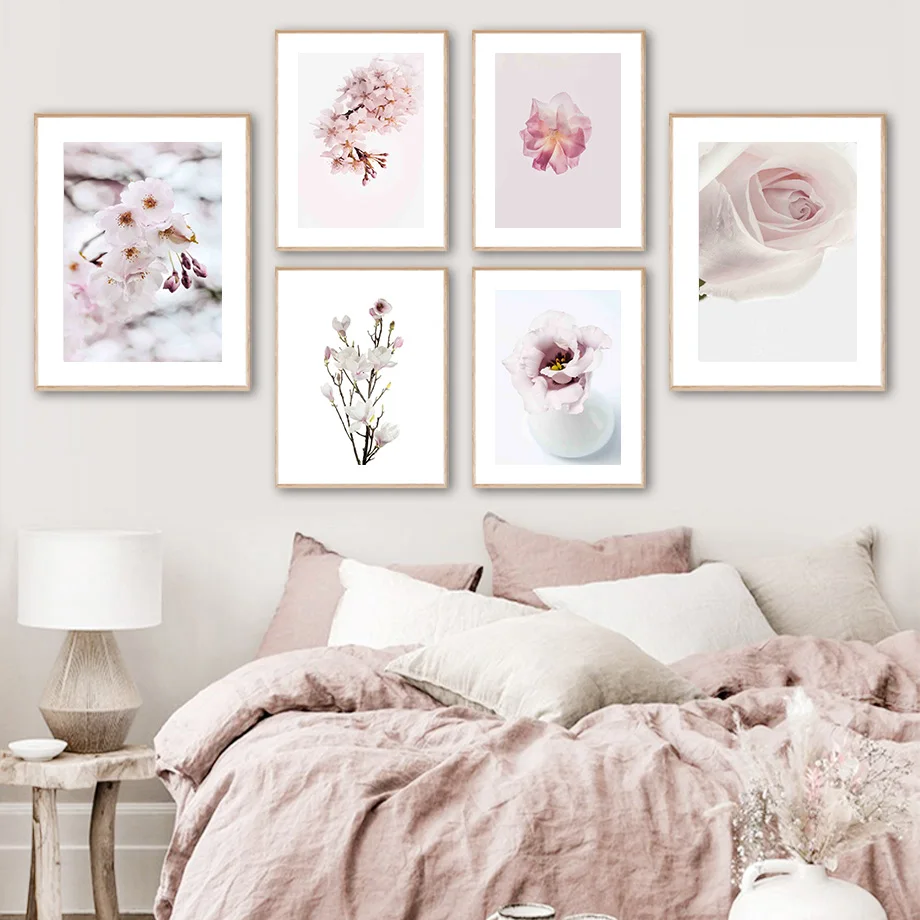 Настенная картина розовая роза цветение персика пейзаж настенная Картина на