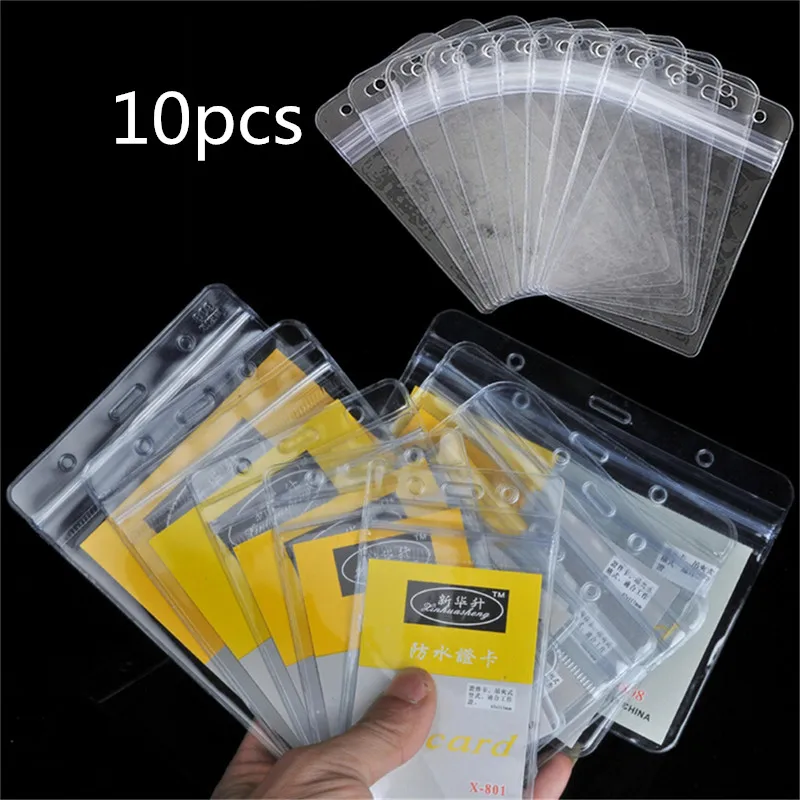 

10 шт. прозрачный Пластик вертикальный Водонепроницаемый именной ярлык молния ID держатель для карт 117 мм X 65 мм