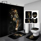 Занавеска для душа с принтом в виде Черного Тигра и животных, противоскользящая Крышка Для ванны и туалета