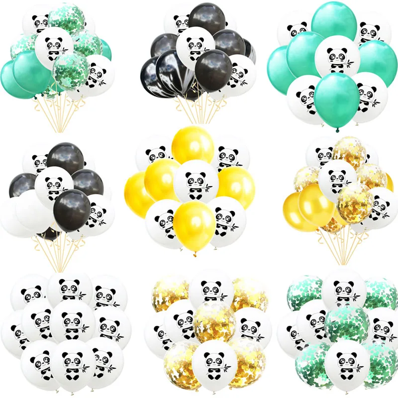 12 дюймов мультяшный латексный шар с принтом панды золотые зеленые шары конфетти