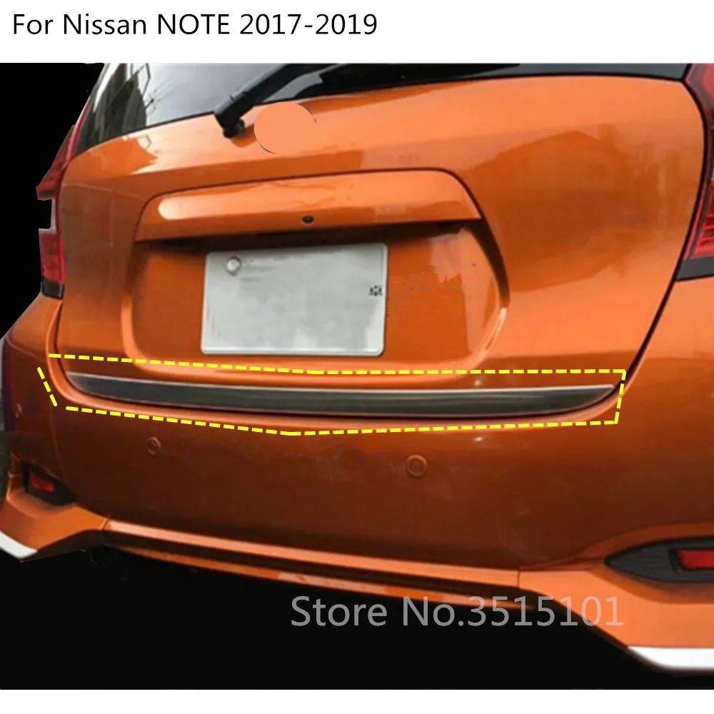 

Car Stainless Steel Rear Back Door License Tailgate Bumper Frame Plate Trim Lamp Trunk 1pcs For Nissan NOTE 2017 2018 2019 2020