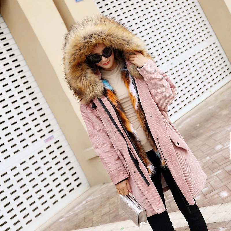 Женское пальто парка с капюшоном хлопковое зима 2019 новое из искусственного меха