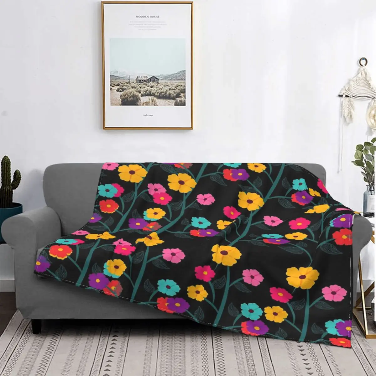 

Manta con estampado de flores para el hogar, colcha bonita de varios colores, a cuadros, con capucha, 135