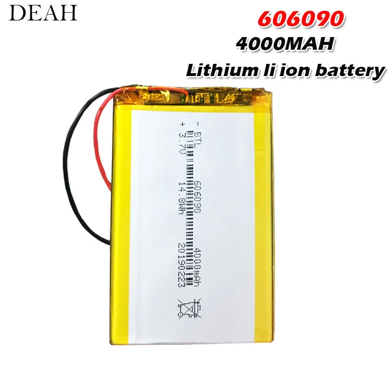 3,7 v 4000mAh 606090 перезаряжаемая Lipo батарея для gps MP4 камеры power Bank планшет электрические игрушки PAD DVD литий-полимерная батарея