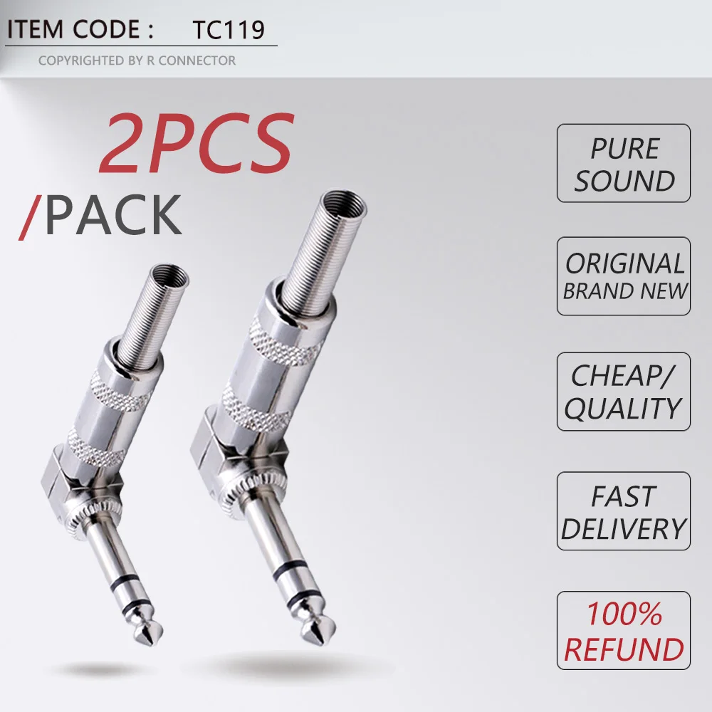 Штекер для гитары 6 35 мм 2 шт. под прямым углом 1/4 дюйма педаль стерео эффектов