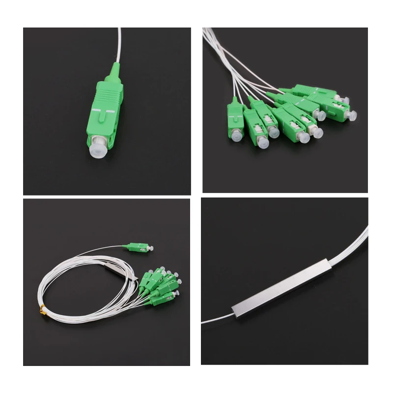 

10pcs optic splitter 1x8 Mini 0.9mm Fiber Optic splitter 1:8 With SC Conector SM G-EPON PLC Steel tube Optical Splitter
