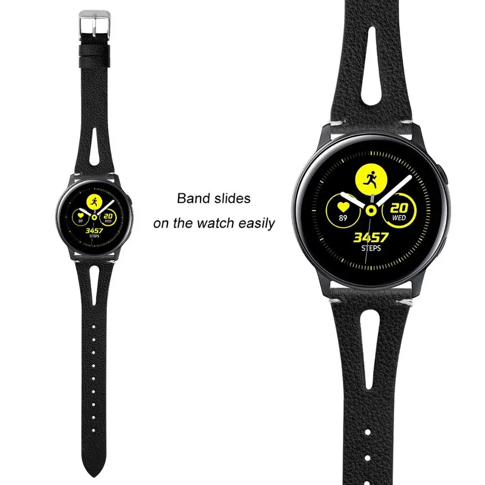Genuine Leather Watchband for Samsung Galaxy Watch Active Women Band Stainless Steel Buckle Soft Strap | Наручные часы