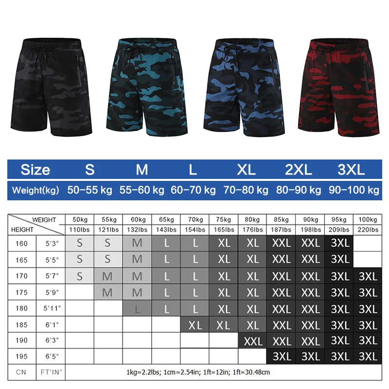 

Men's Shorts Fitness Shorts Running Sports Men's Fitness Shorts Camouflage Zipper Pocket Sports Summer Shorts Men