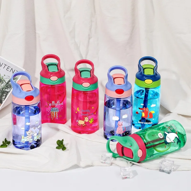 Детская чашка с соломинкой пластиковая бутылка для воды мультяшная сетка кувшин