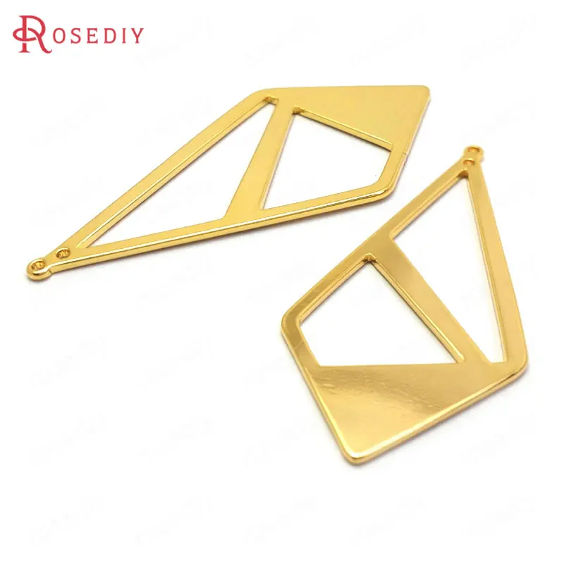 (37007)8 шт. 43x20 мм латунные длинные Подвески 24K золотого цвета Подвески ромбы Высококачественная фурнитура Аксессуары для изготовления ювелирных изделий