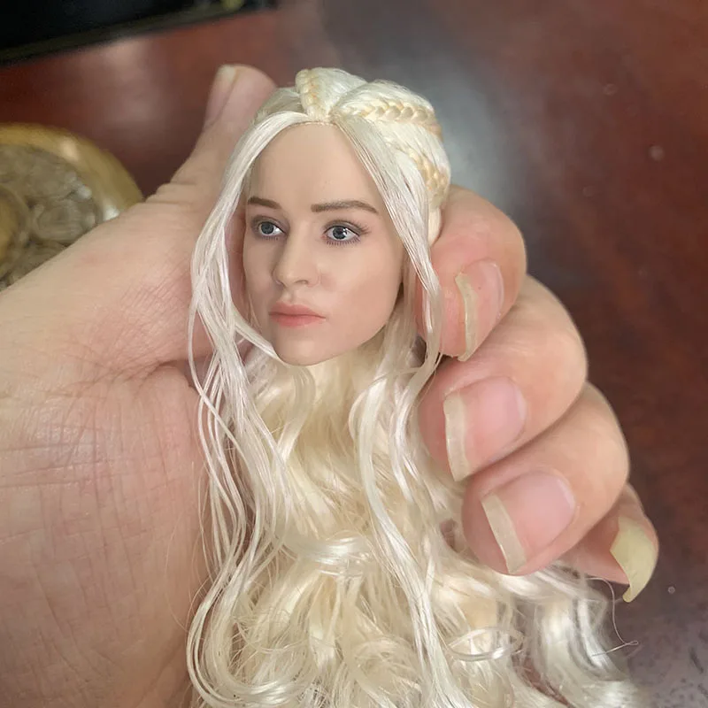 

In Stock 1/6 Scale Emilia Clarke Head Sculpt Golden Long Hair Fit 12'' Action Figure Body Toys