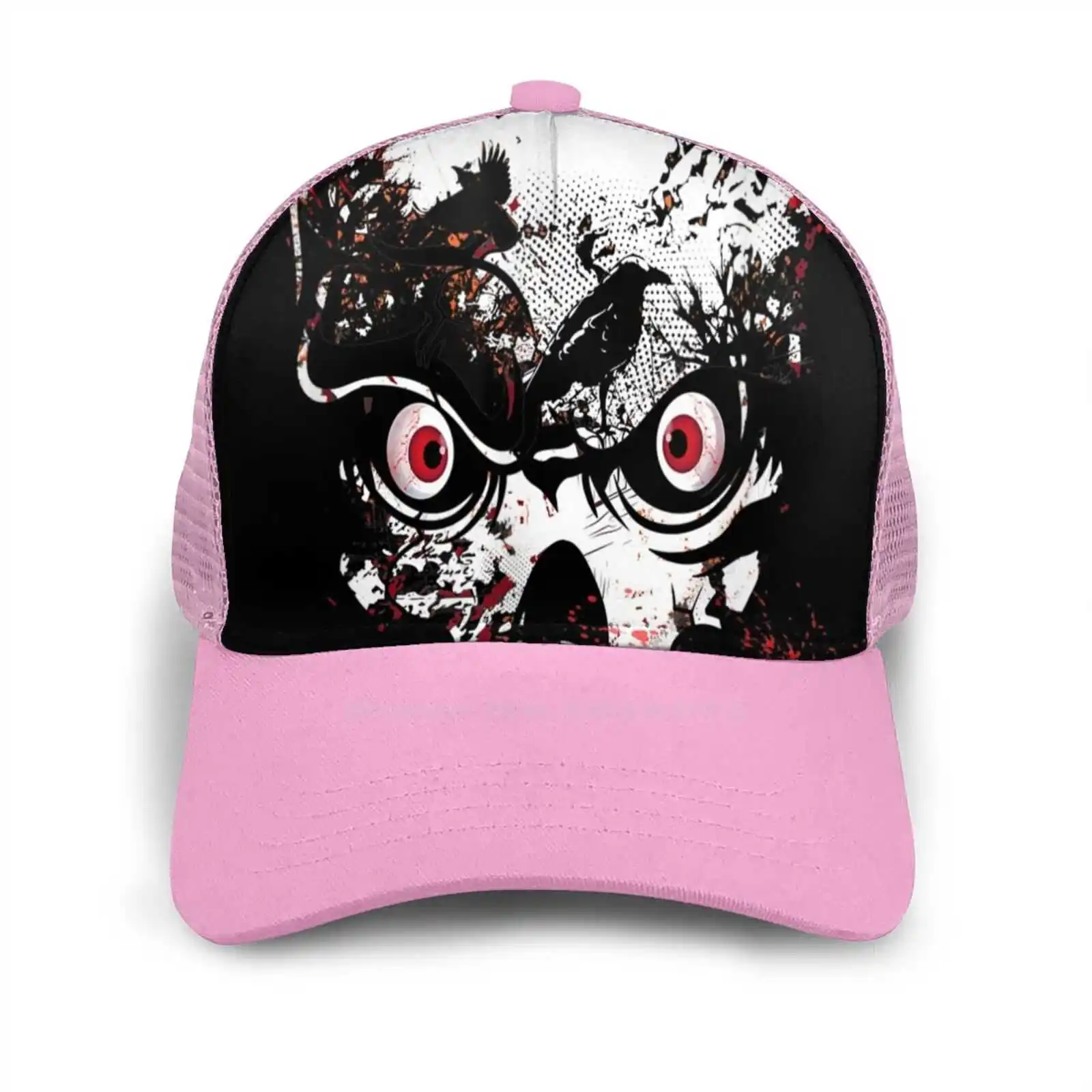 

Twear'S Scary Skull Red Eye Bloody Halloween Costume Fun Curved Edge Mesh Baseball Cap Twears Scary Skull Red Eye Bloody