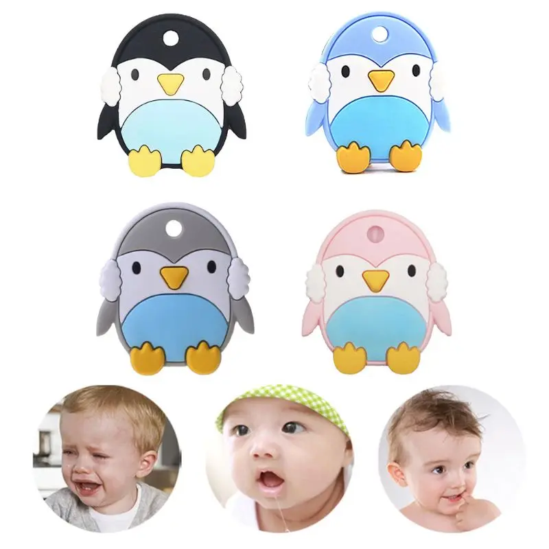 

Cute Cartoon Penguin Teether Silicone Molar Stick Baby Infant Teething Soother