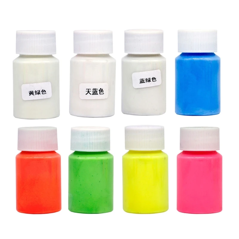 

8 Colors Super Bright Luminous Epoxy Resin Pigment Glow in The Dark Liquid Colorant Body Art UV Body Paint Set Each 15g