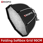 Софтбокс Triopo KS90 90 см для вспышки Speedlite переносной восьмиугольный, зонт с сотовой сеткой, софтбокс для внешней вспышки для Canon, Nikon, Godox