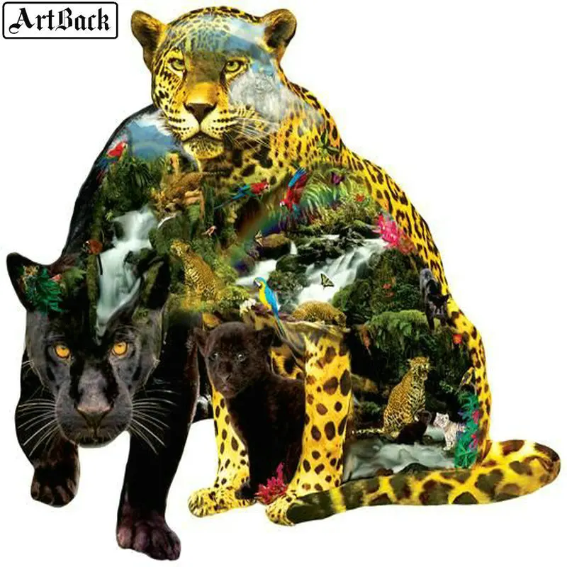 Картина из страз ArtBack 5d &quotсделай сам&quot животное леопарда картина 3d мозаика