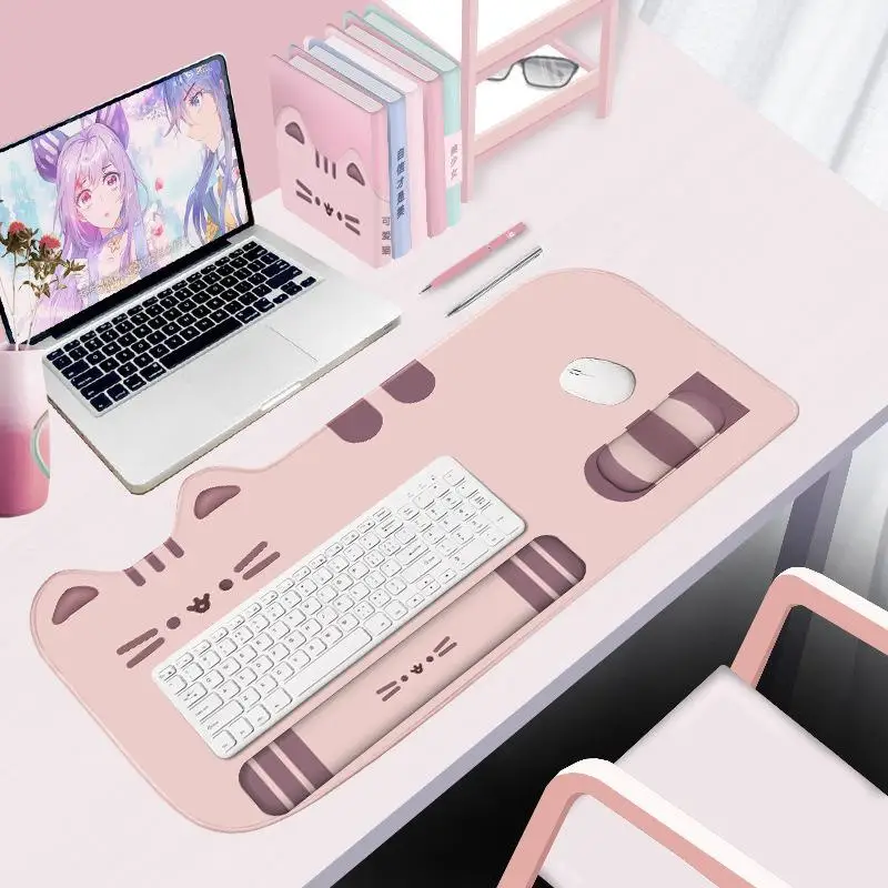 

Cute Cat Mouse Pad Table Pad Wrist Support Thickened Computer Keyboard Pink Girl Office Wrist Rest Office Supplies