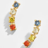 hot selling fashion alloy ear cuff earrings boutique geometric colored rhinestone stud earrings for women jewelry