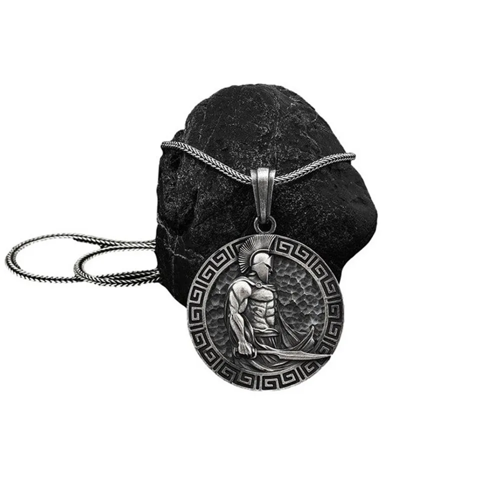 

Retro personalized men's necklace Spartan Warriors Memorial Warrior Pendant INS style hip hop fashion necklace