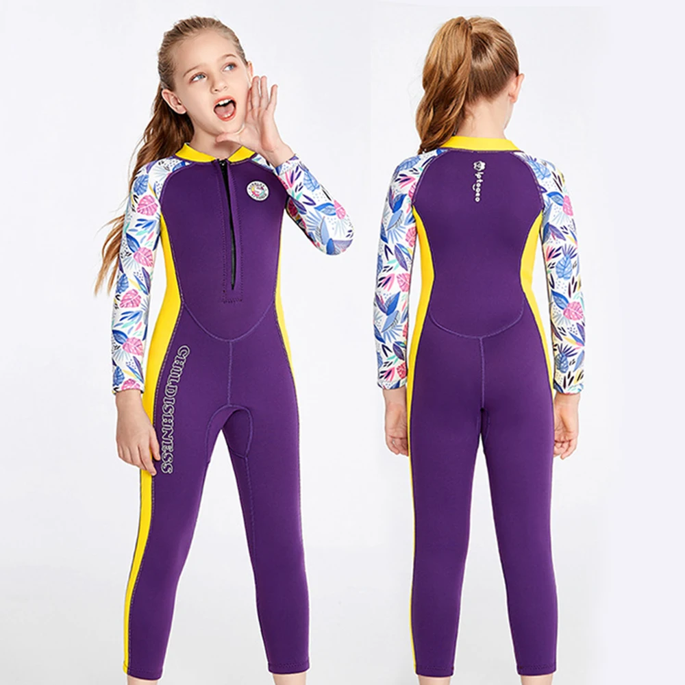 

Цельный пляжный детский купальник с защитой от солнца, одежда для купания для девочек с рукавами, детский купальник с длинными рукавами для плавания и серфинга