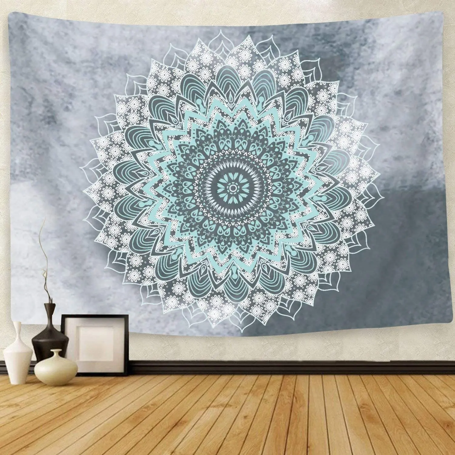

Cootime Mandala Tapestry , Hippie Bohemian Flower Psychedelic Indian Dorm Decor for Living Room Bedroom 51x60 Inches, Green