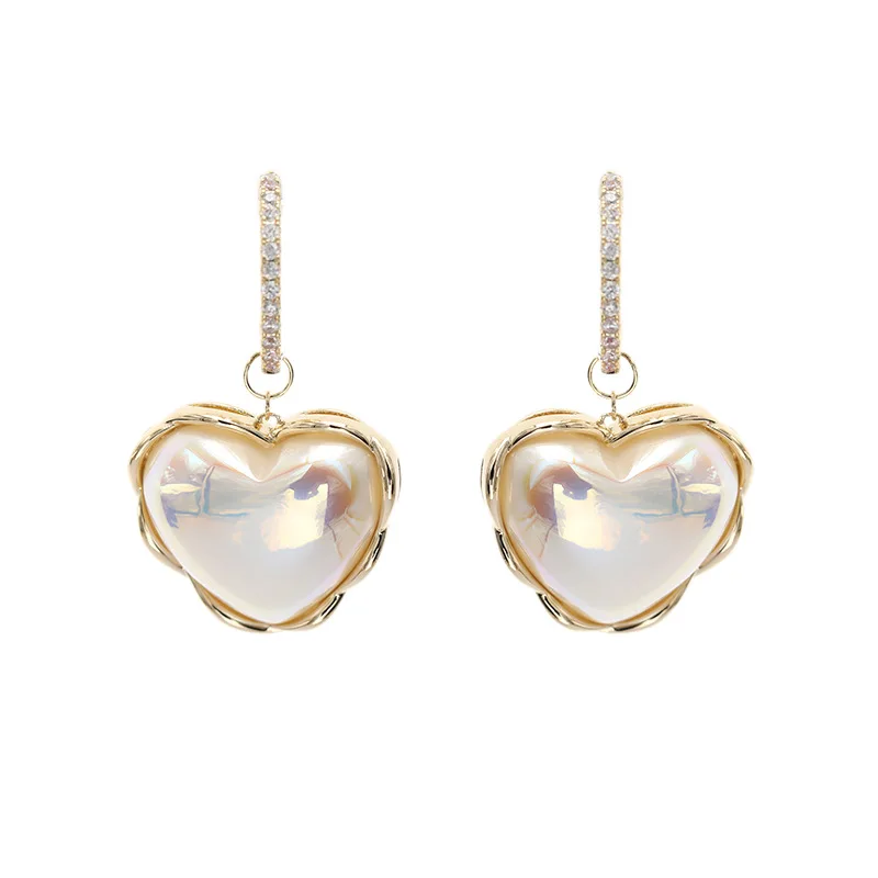 

Korean Popular Jewelry Atmospheric Earrings New Zircon Mabezhu Love S925 Silver Needle Earrings