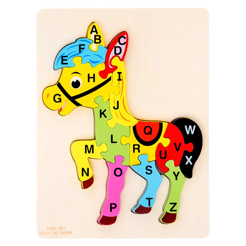 

3D Puzzle Jigsaw Wooden Toys Colorful traffic Animals Alphabet Letter puzzles for kids Toys Preschool Learning toys for Children