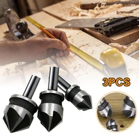 3pcs flute countersink drill bit 90 degree point angle chamfer chamfering cutter 14 round shank for power tool drill bit