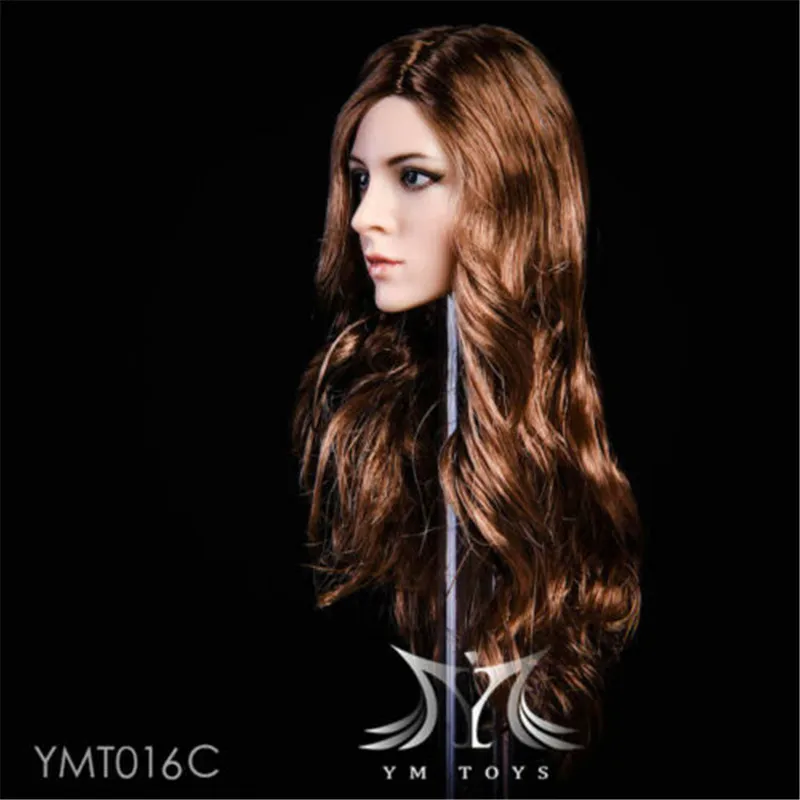 

1/6 Scale YMtoys YMT016CWomen female Beauty Girl Head Sculpt With Long Brown Curls Hair
