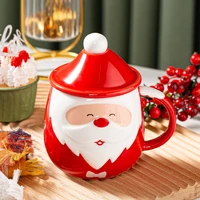 new year ceramics coffee mug with lid santa claus mugs creative drinkware coffee milk cup christmas decoration christmas present