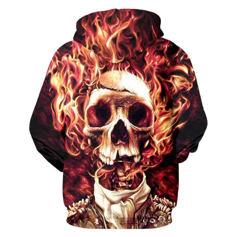 UJWI струящаяся 3D Толстовка с изображением черепа пламени Мужская толстовка на