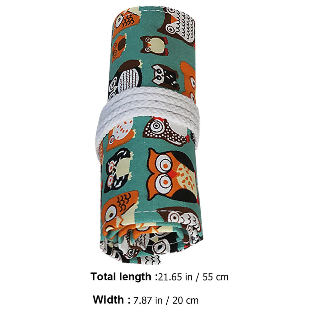

Cat Printed Rolling Pencil Bag Cloth Art Pencil Roll Pouch (48 Holes)