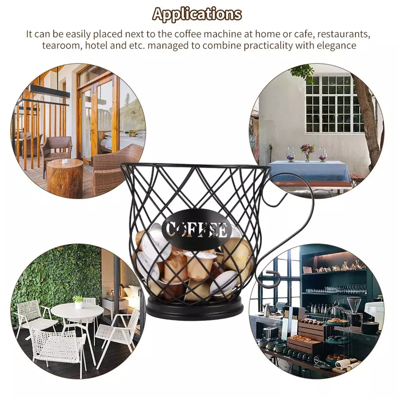 

Coffee Capsule Storage Basket Vintage Coffee Pod Storage Box Black Golden For For Home Cafe Hotel Kitchen Storage Organizer