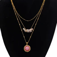 new trendy semi precious stone necklace 2020 handmade layered necklace initial necklace pendant necklaces for women
