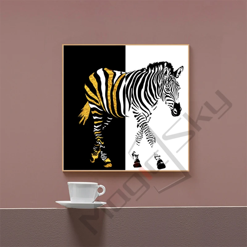 Золотая Зебра черно белая абстрактная животная печать холст живопись постеры и
