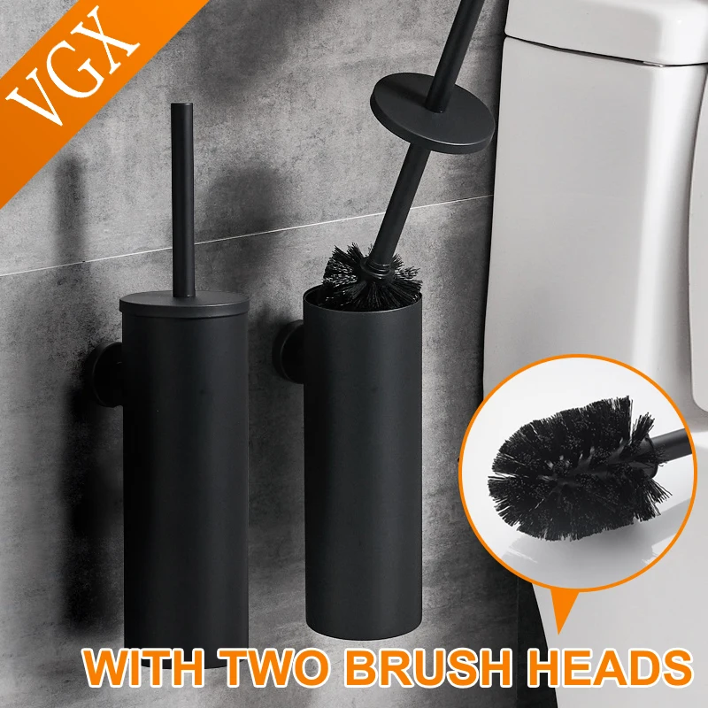 vgx bathroom toilet brush holder stainless steel wall mount cleaning brush holder set household accessories black brushed chrome free global shipping