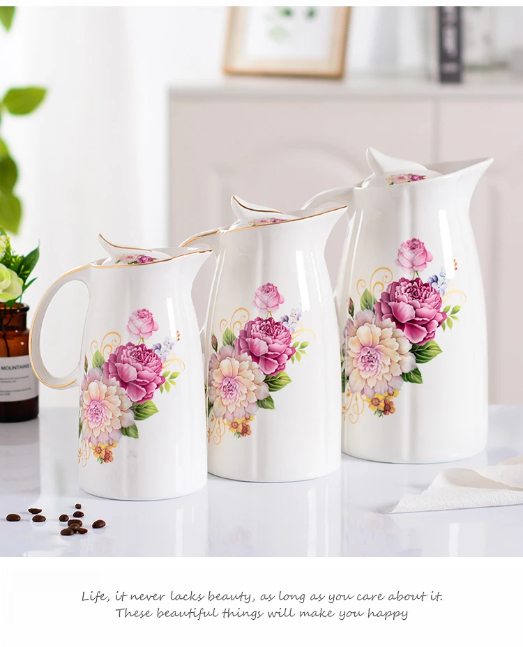 1.5L/2L керамические кувшины бутылки для воды холодный чайник Без взрыва кувшин большой емкости бытовой керамический термос
