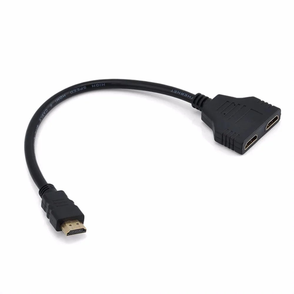 

1PC 1 In 2 Out HDMI 2 Dual Port Y Splitter 1080P HDMI v1.4 Male to Double Female Adapter Cable Converter Connect Cable Cord HDMI