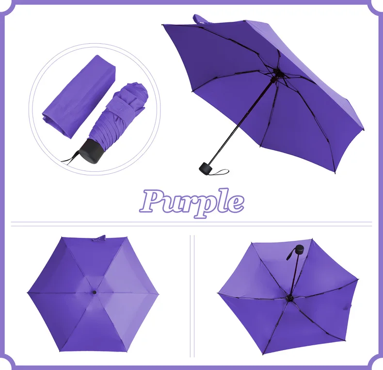 purple 190g Super Light Mini Pocket Umbrella Rain Women Gift Men Umbrellas 5 Fold Parasol Girls Portable Kids Travel UMBRELLAS Paraguas - Цвет: purple