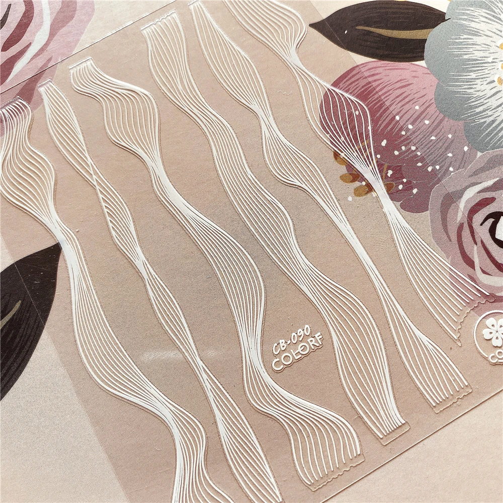 CB 090 изогнутая линия волнистые линии 3D наклейка для ногтей Наклейка украшение