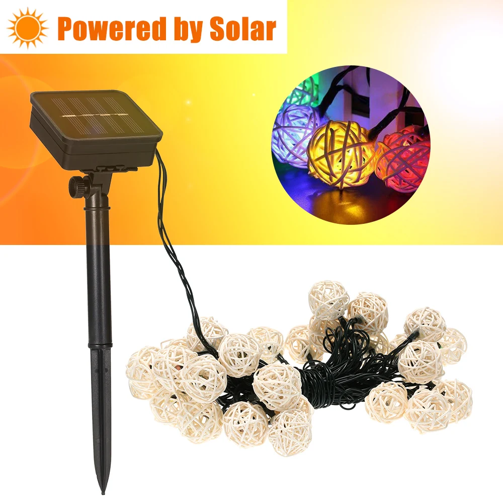 

Solar String Lights 19.7ft 30 LED Rope Light Sepak Takraw 8 Modes Multicolor for Party Garden Festival Decoration solar light