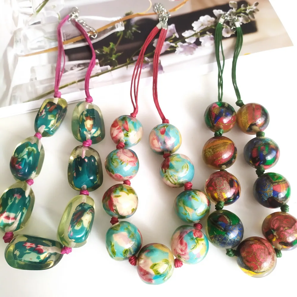 Европейский Стиль Красивая цветочная ткань обернутая прозрачными бусинами из